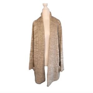 99 Jane Street Longline Cardigan Sweater Tan Cream Chunky Knit 1X